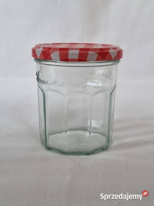 Szklane słoiki z kolorowymi pokrywkami w kratkę mazowieckie