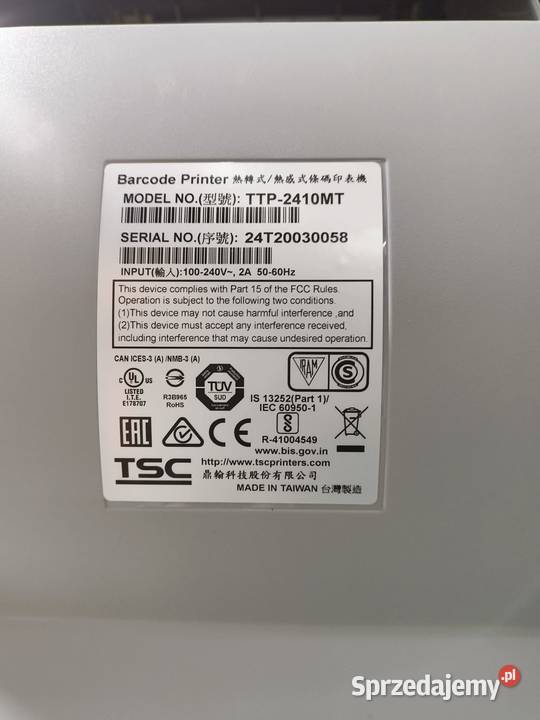 Drukarka etykiet TSC TTP2410MT Profesjonalna Gliwice