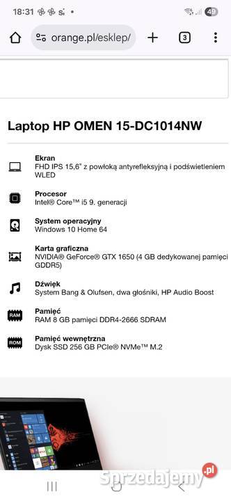 Laptop HP Omen gameingowy Inowrocław