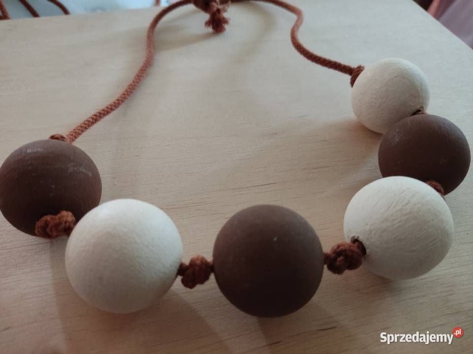 Korale drewniane Boho duże koraliki czekoladowy Otwock