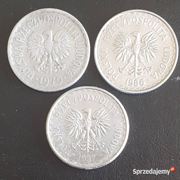 Monety 1 złoty z okresu PRL zestaw Warszawa