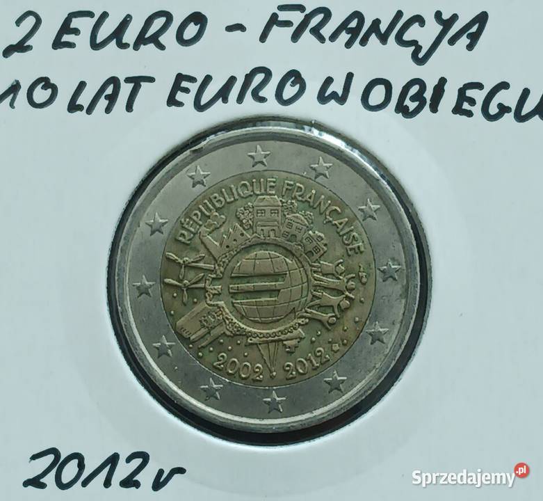 2 Euro Francja 2012 r 10 lat Euro w obiegu Konin