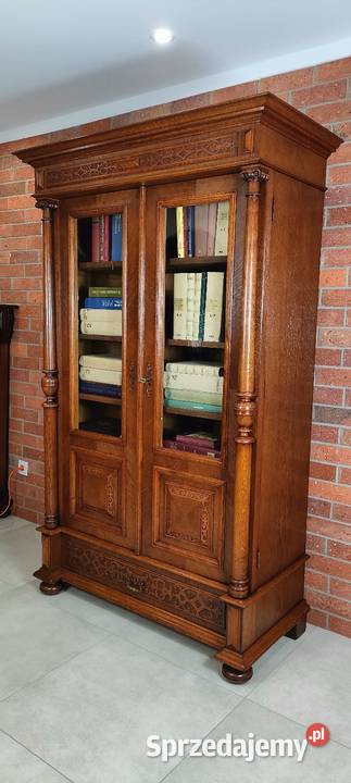 Ekskluzywna biblioteka eklektyczna dębowa antyk lubuskie Łagów