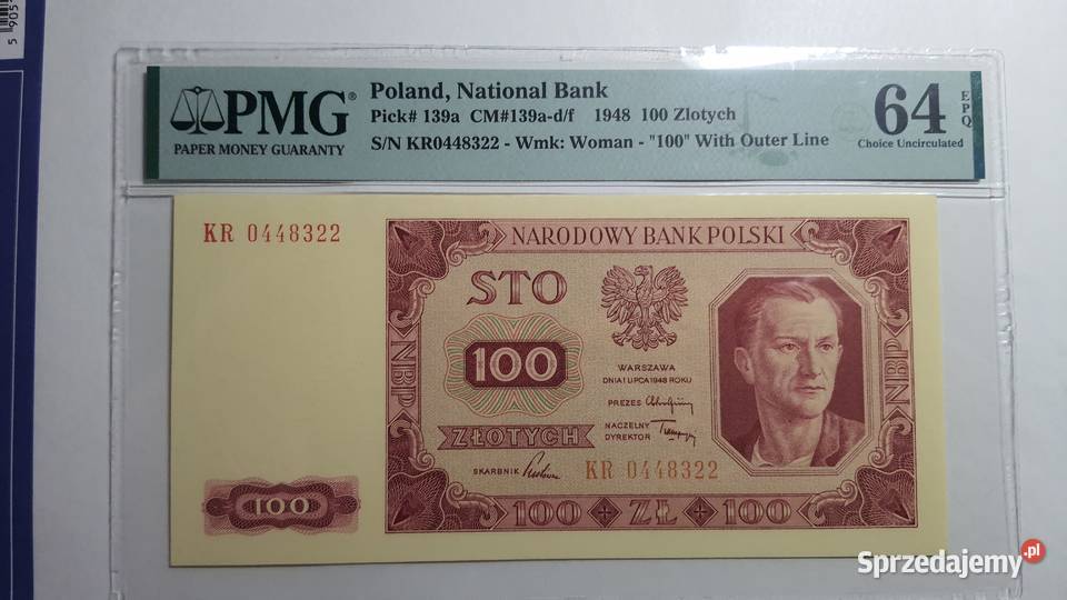 100 złotych 1948 s KR PMG 64 Warszawa