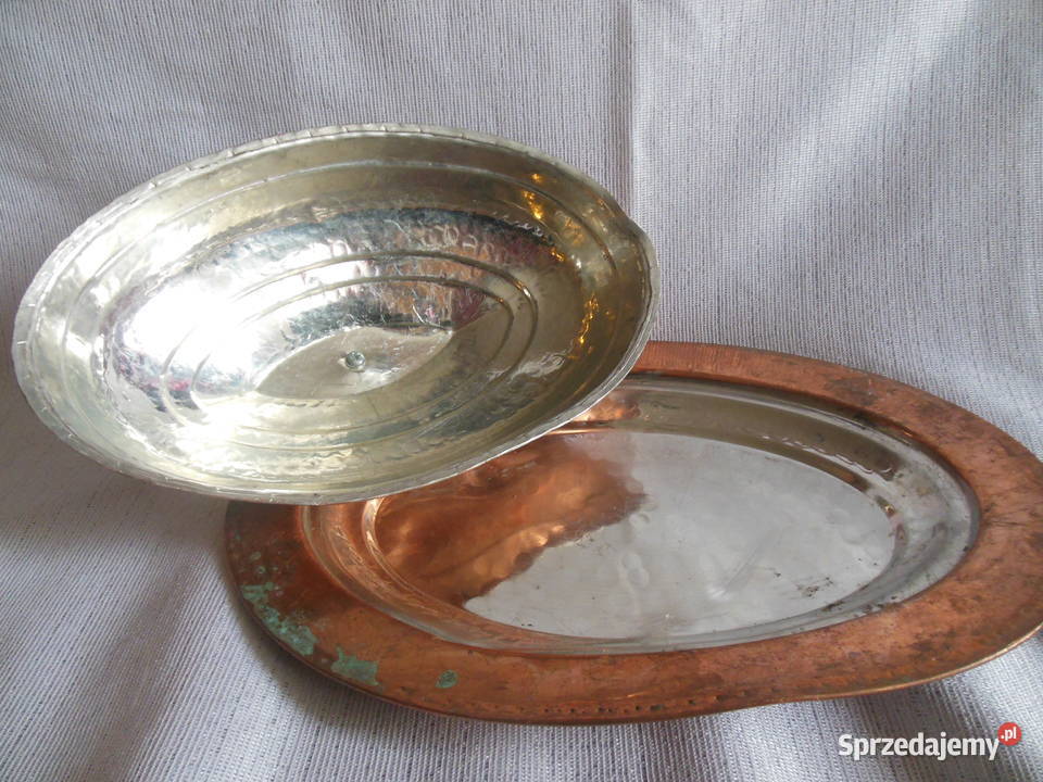 Talerz Owalny miedziany ocynkowany z pokrywką Kielce