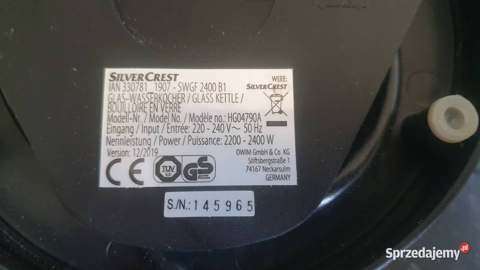 Podstawka do czajnika elektrycznego ADLER Silver mazowieckie