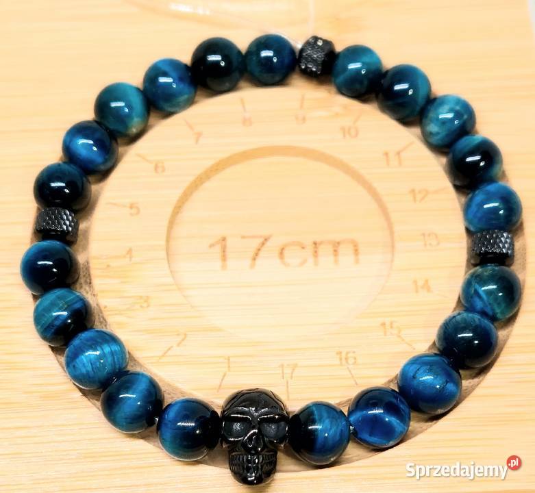 BRANSOLETKA CZASZKA STAL 316L KAMIEŃ NIEBIESKIE Warszawa sprzedam