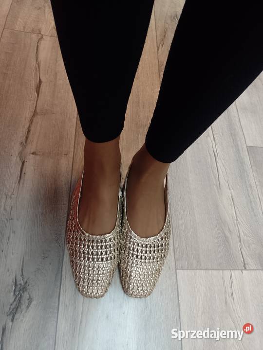 41 Złote ażurowe baleriny wieczorowe z odkrytą żółty/złoty Kraków