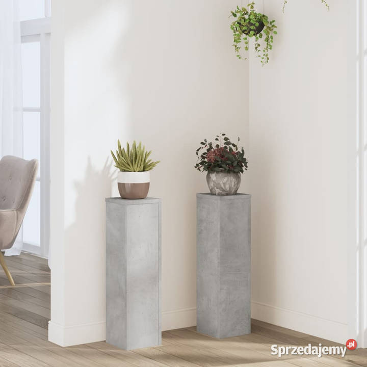 Stojaki na rośłiny 2 szarość betonu 17x17x60