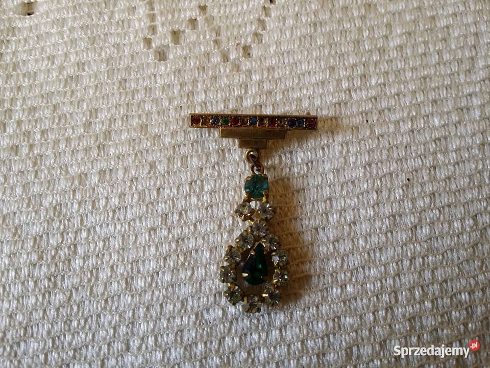 Stara broszka mosiężna z przywieszką małopolskie Ochojno