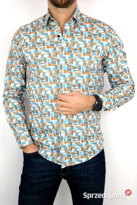 GIOVANNI PERA Koszula męska klocki lego różne Rozmiar XL Ostrów Wielkopolski
