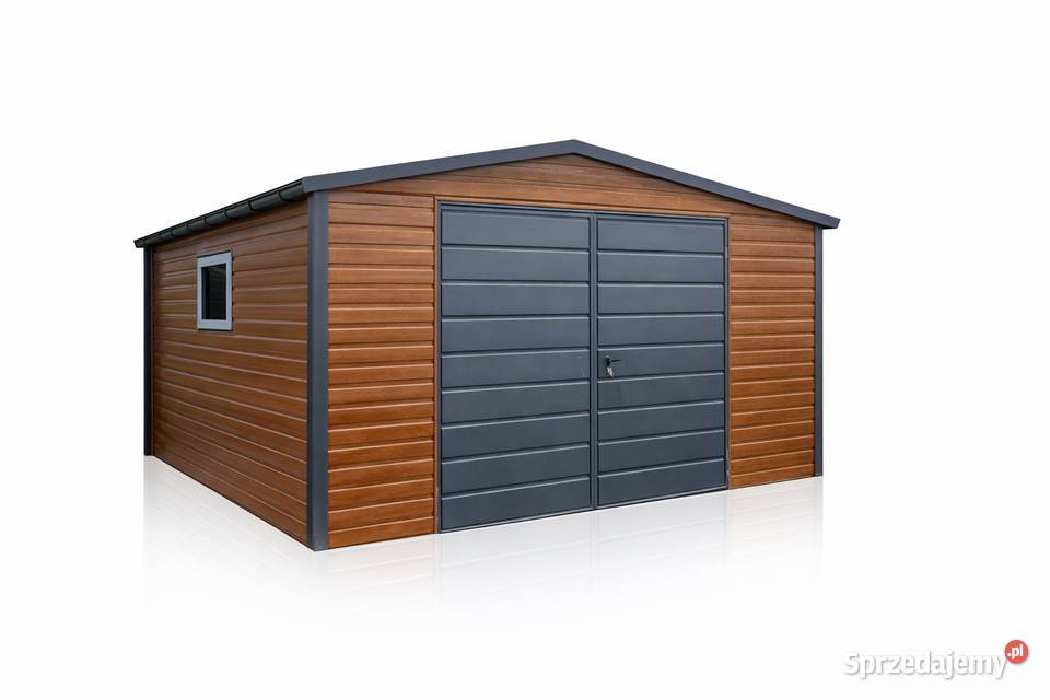 Garaż Blaszany dwuspadowy 4x5 Złoty Dąb Ciemny