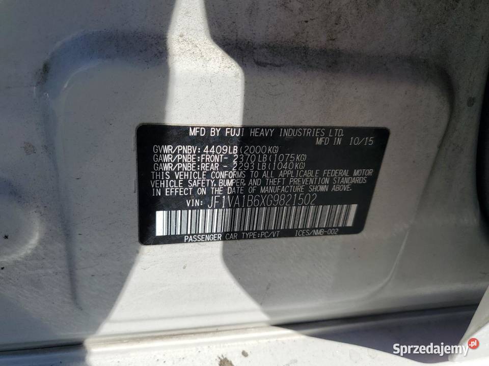 2015 SUBARU WRX 268KM śląskie Częstochowa sprzedam