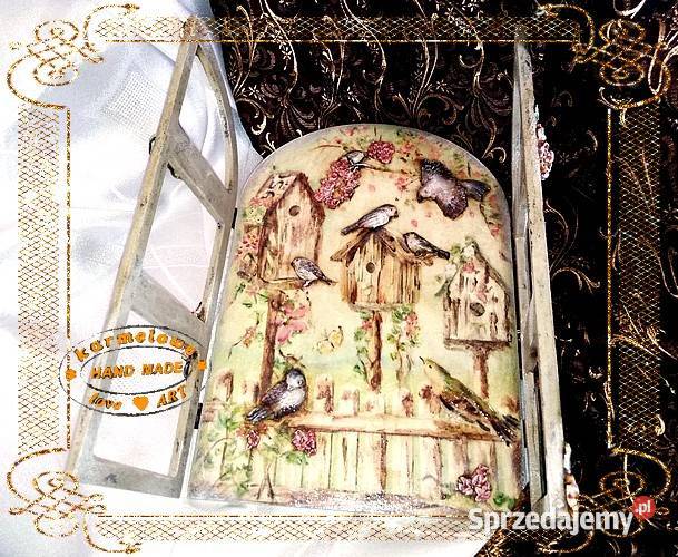 Panel w formie okna decoupage dekoracja handmade Warszawa