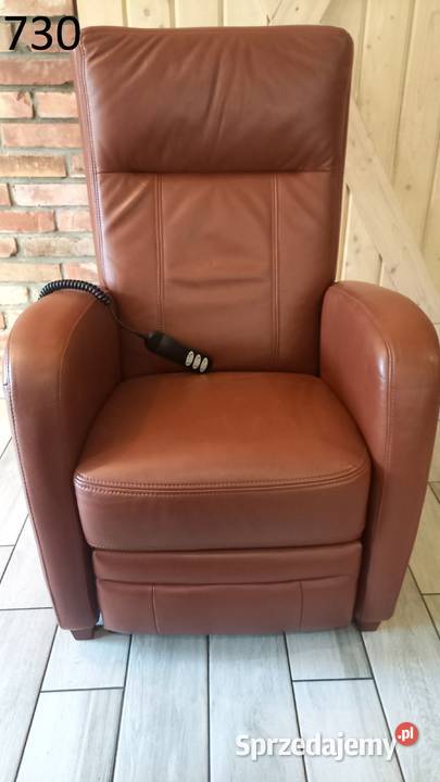 Fotel skórzany rozkładany relax na pilot brązowy Fotele i krzesła obrotowe Gawroniec