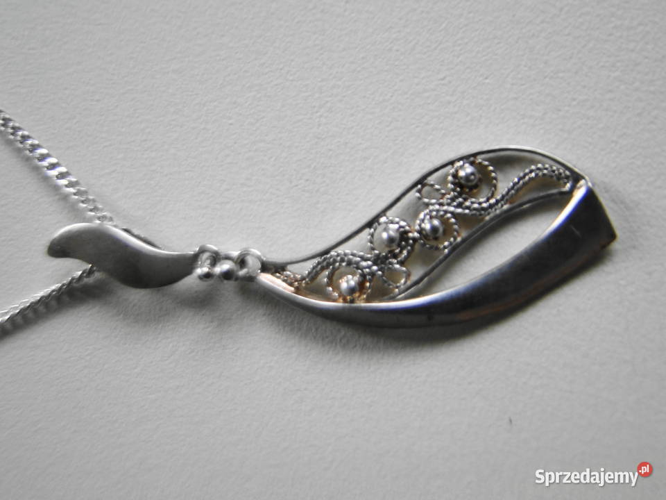Śliczny stary naszyjnik filigran srebro Naszyjniki mazowieckie Warszawa