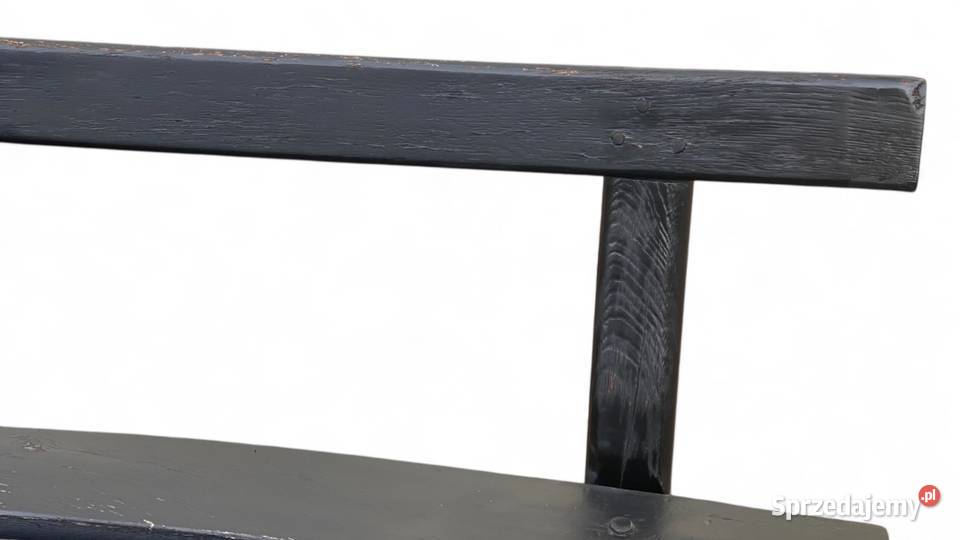 Surowa czarna ławka z litego drewna masywna Budno sprzedam