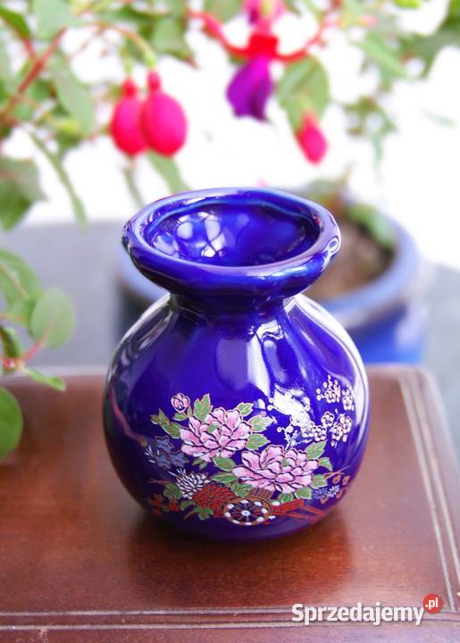 Wazon wazonik ceramiczny kobaltowy kobalt kwiaty Lublin