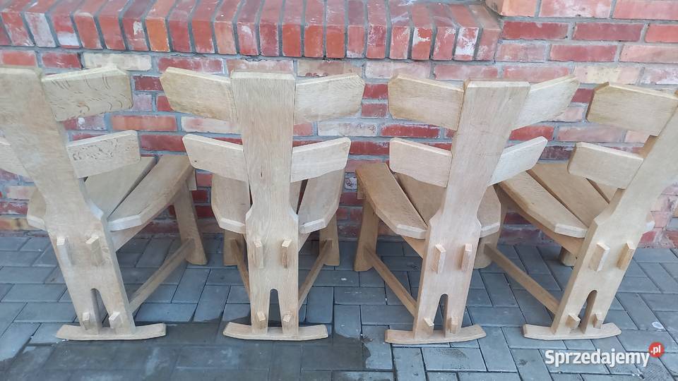Krzesła dębowe drewniane 4 rustykalne twarde Gawroniec sprzedam