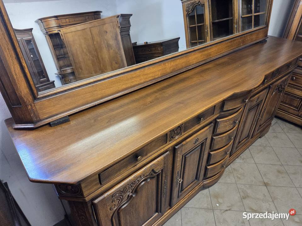 Zestaw 100 dębowy do jadalni komoda lustro Meble do salonu Kleczew