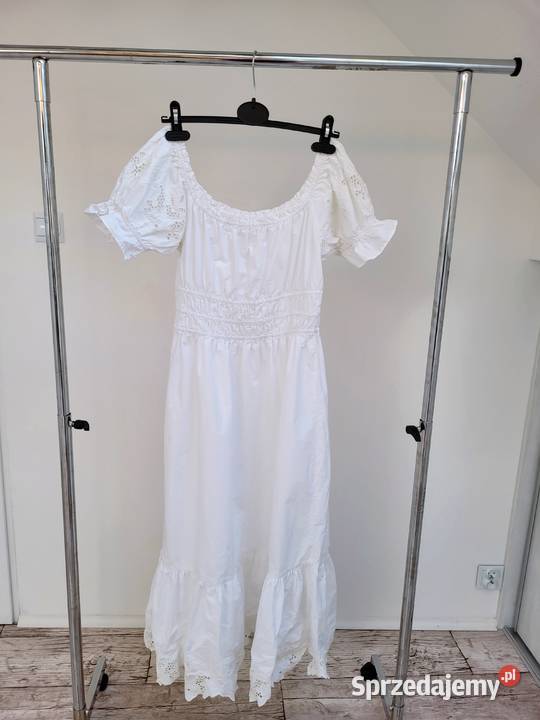 Biała sukienka haft angielski z bawełną Liszki sprzedam