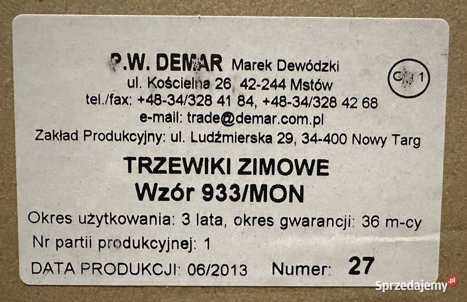 Buty Wojskowe Skórzane Wzór 933MON skóra Gdańsk