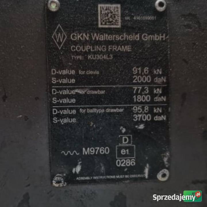 Konsola zaczepu GKN Walterscheid Cramer KU304 L3 Wilkowo
