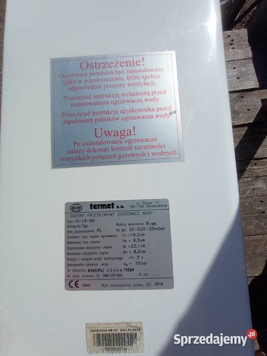 Gazowy przepływowy ogrzewacz wody zabiorewiszący