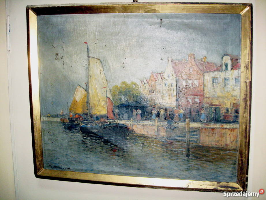 Wagner Johan 1866 1940 Pejzaż nadwodny Antyki, Sztuka, Kolekcje Poznań sprzedam