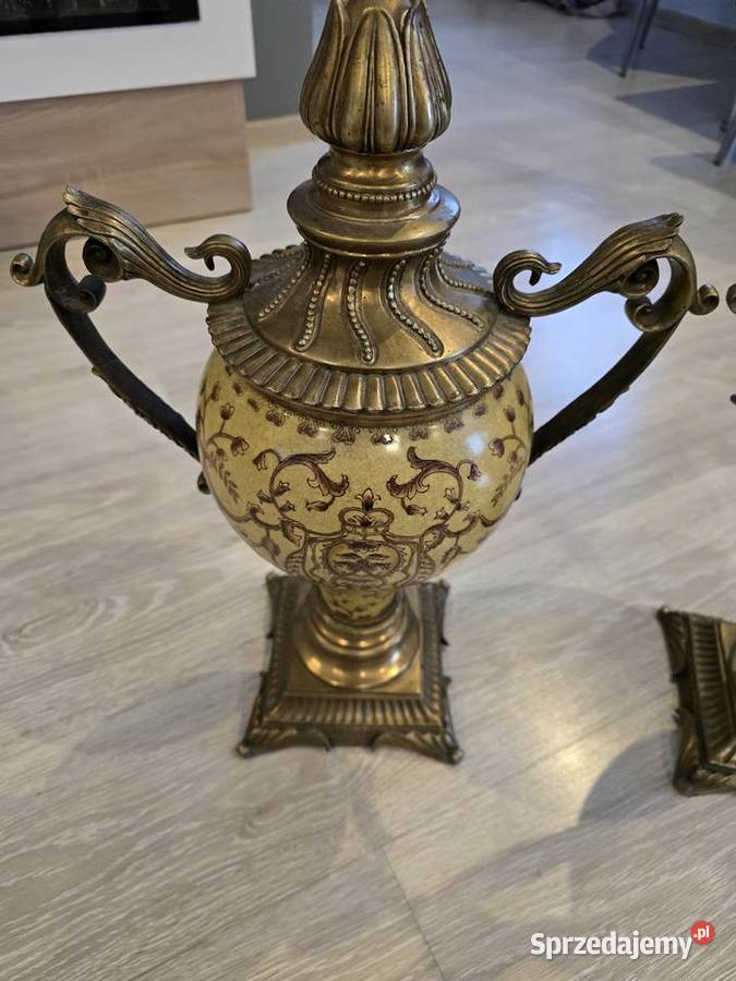 Dwie stare amfory porcelanowomosiężne śląskie