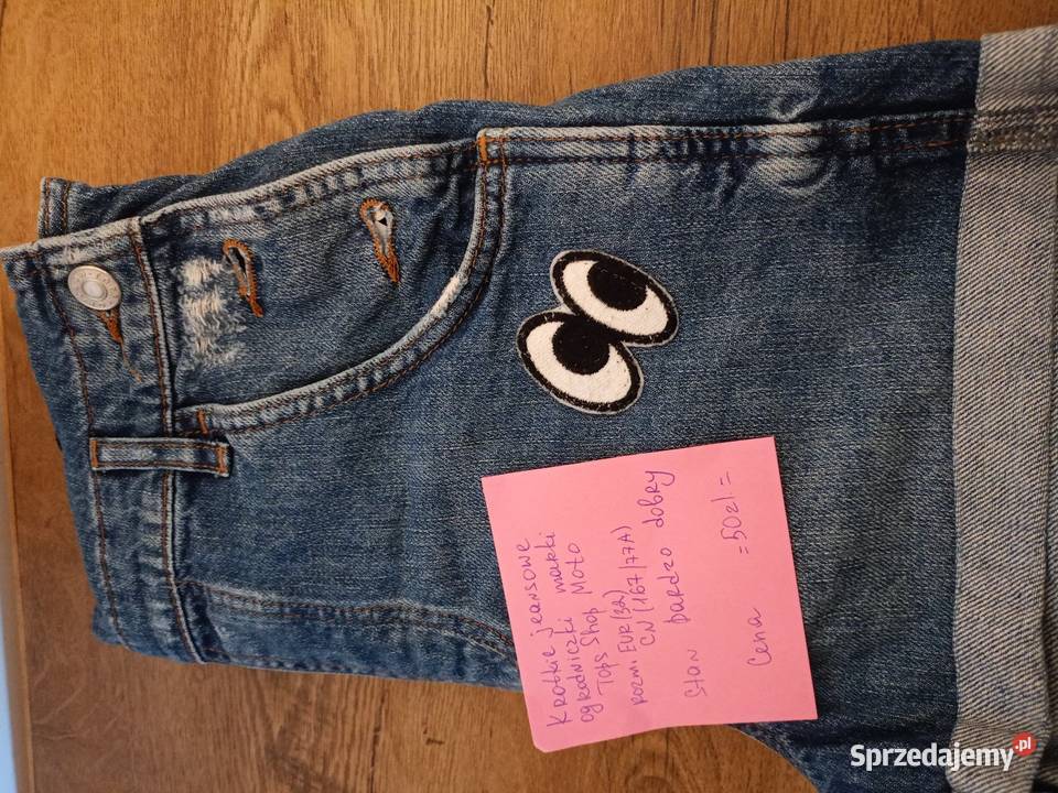 Krotkie jeansowe ogrodniczki marki Topshop Moto niebieski kujawsko-pomorskie Chełmno