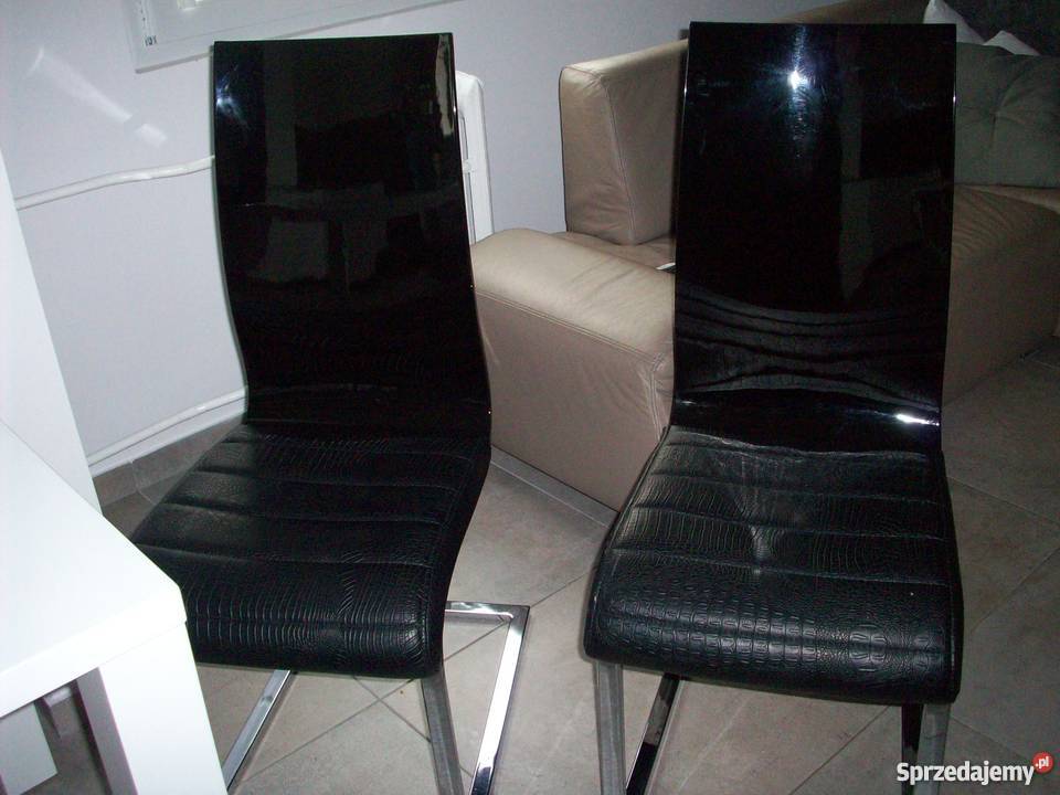 Krzesła salon jadalnia wysoki połysk czarne 4 sprzedam