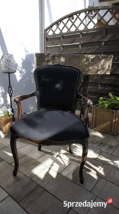 Stylowy Fotel Renowacji Czarny Welur Dom i Ogród Lusówko