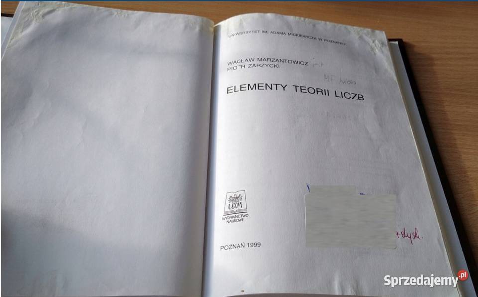 Elementy teorii liczb Wacław Marzantowicz Piotr Gdańsk sprzedam