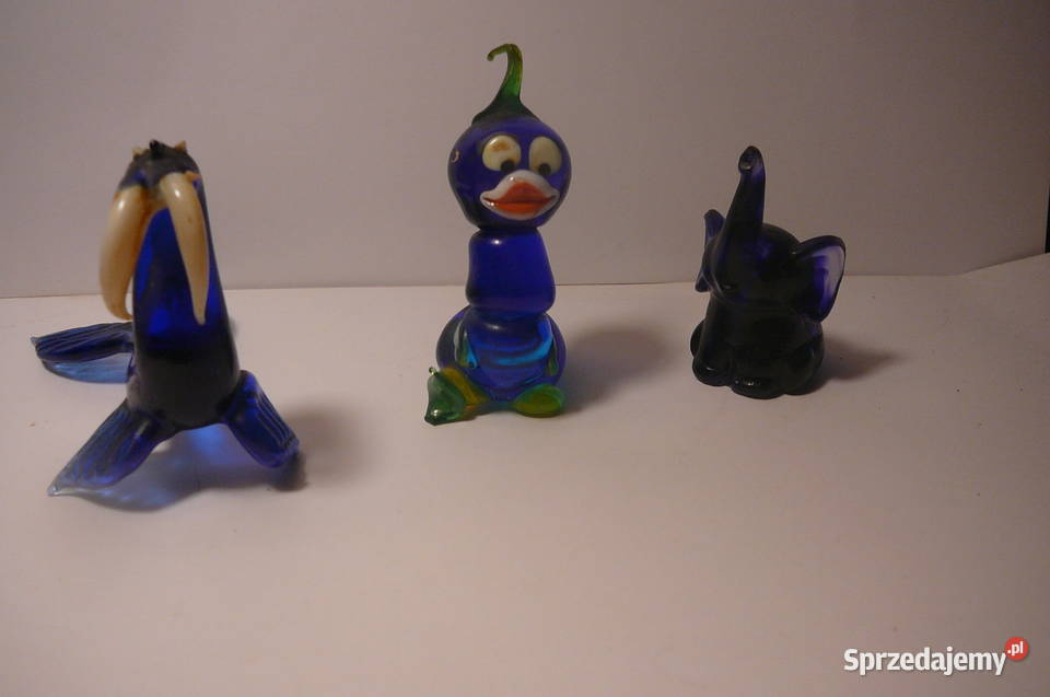 Małe figurki szklane słoń foka gąsienica Dekoracje i ozdoby Dom i Ogród Wrocław sprzedam