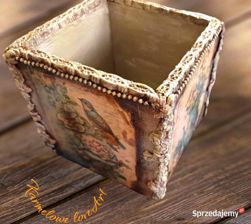 Pudełko pojemnik na drobiazgi handmade decoupage Warszawa