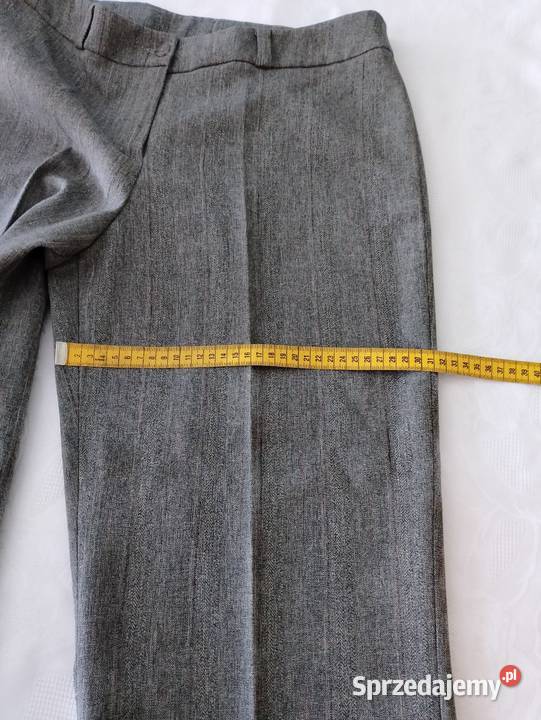 Szare spodnie 34 nogawki w kant z mankietami Oborniki