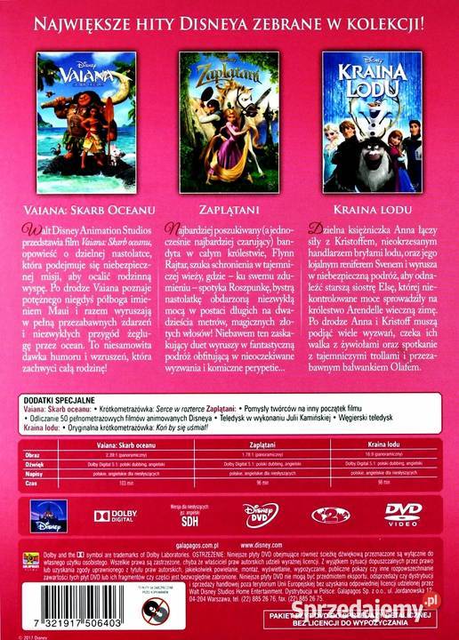 VAIANA SKARB OCEANU ZAPLĄTANI KRAINA LODU Filmy Kalisz sprzedam