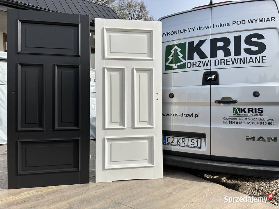 Drzwi wewnętrzne drewniane czarne białe zielone Dom i Ogród Grzybno sprzedam