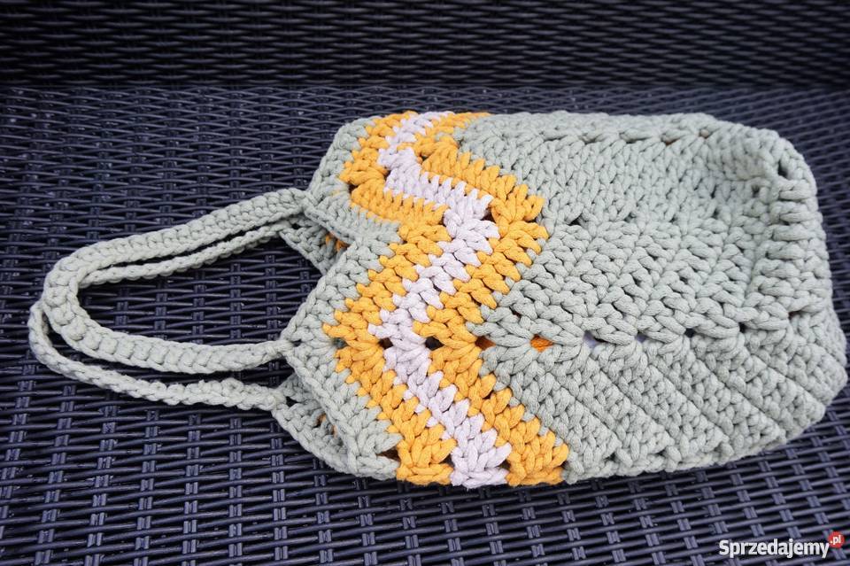 Torba ze sznurka bawełnianego handmade Na ramię  Józefów