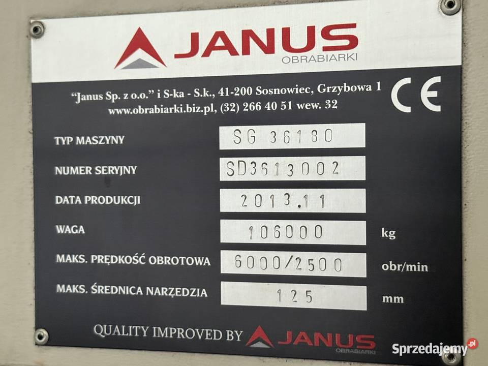 Frezarka bramowa CNC FOUR STAR SG36180 Kraków