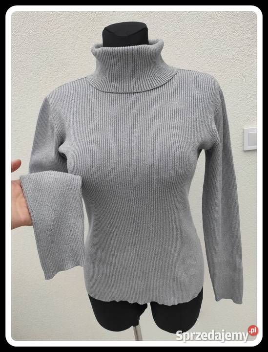sweter golf srebrny kolor APART rozmiar 40 L Bez wzoru