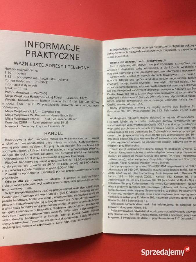 2609 Informator Turystyczno Handlowy Berlin zachodniopomorskie sprzedam