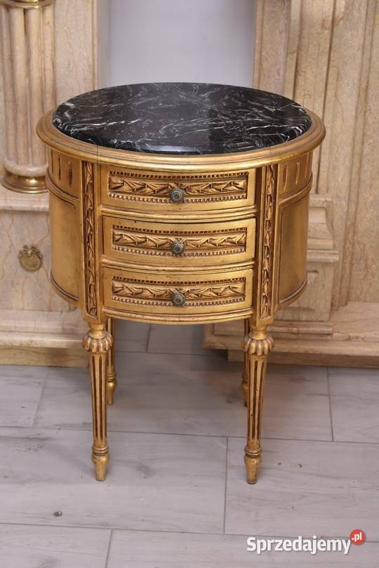 Drewniana Komoda Blat Marmur Styl Barok 3 Kraków