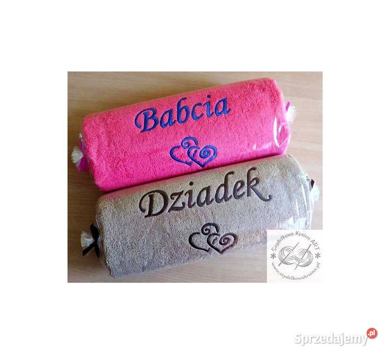 PREZENT na DZIEŃ BABCI DZIADKA ręcznik z NAPISEM