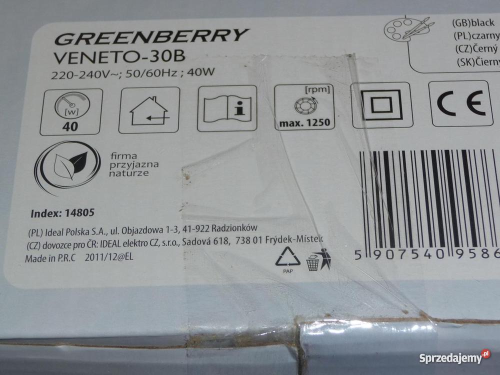Wentylator biurkowy GREENBERRY VENETO30B Wawa Warszawa