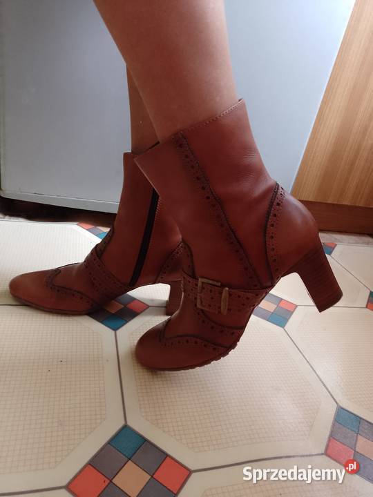 38 Real Leather Skórzane Botki biznesowe z Kraków