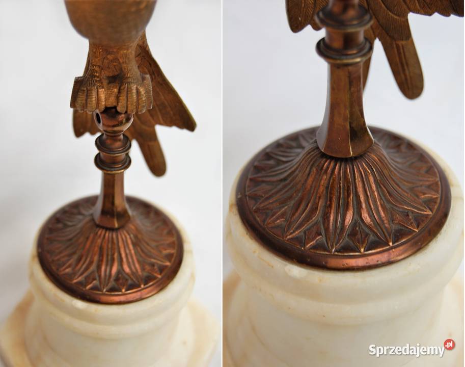 Papuga ptak rzeźba mosiądz marmur Francja