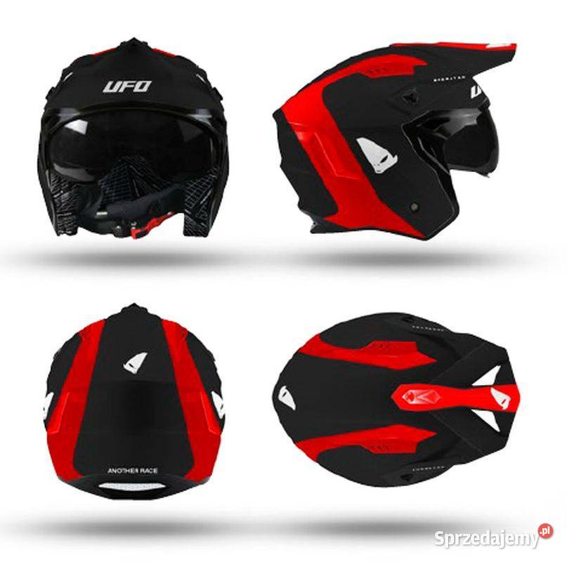 KASK UFO Z BLENDĄ TRIAL BLACK RED ozmSMLXL Mrągowo