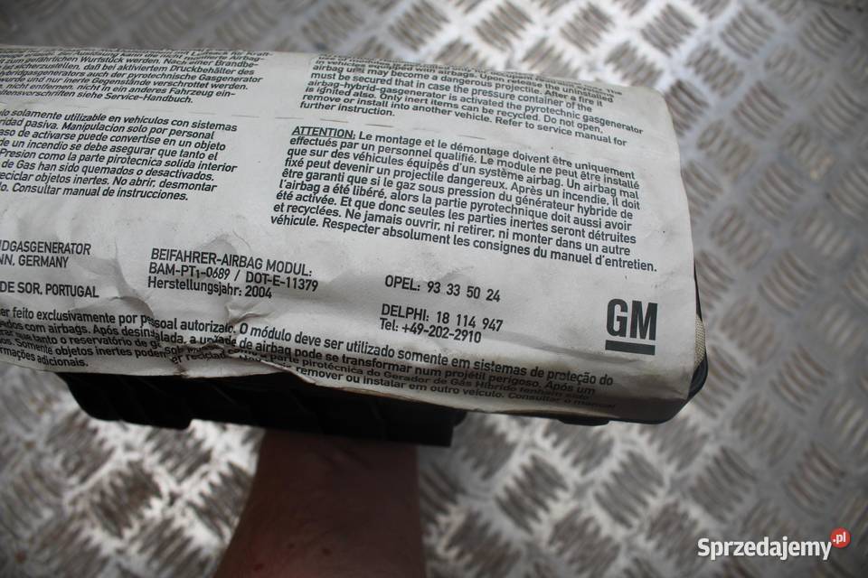 PODUSZKA AIRBAG PASAŻERA OPEL MERIVA A 93335024 sprzedam